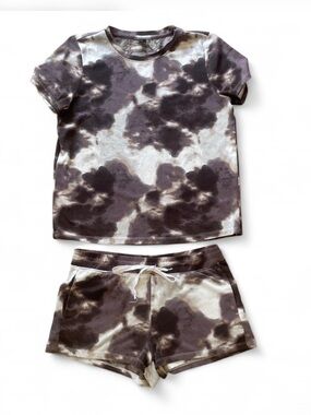 Velocity Brown and White Tie-Dye Short Pajama Set